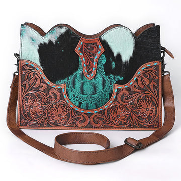 American Darling Crossbody Hand Tooled Hair On Genuine Leather Women Bag Western Handbag Purse